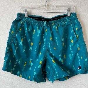 Patagonia Blue and Yellow Swim Trunks Quick-Dry